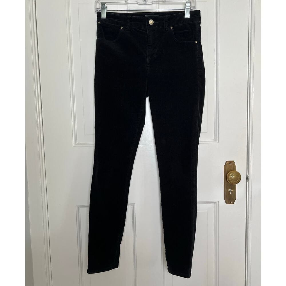 Club Monaco Women's 0 Black Corduroy Pants Skinny Stretch Mid Rise Designer
